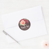 Rustieke Bourgogne Bloemen Waterverf Bruiloft Ronde Sticker (Envelop)