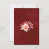 Rustieke Bourgogne Bloemen Waterverf Bruiloft RSVP Kaartje (Achterkant)