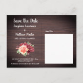 Rustieke Bourgogne bloemenwinkel Waterverf Save th Aankondigingskaart (Achterkant)