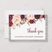 Rustieke Bourgogne Blush Barnwood Roze Grens Bruil Bedankkaart (Voorkant)