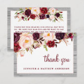 Rustieke Bourgogne Blush Barnwood Roze Grens Bruil Bedankkaart (Voorkant / Achterkant)