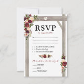 Rustieke Bourgogne Blush Bloemen Boho Huwelijk RSV RSVP Kaartje (Voorkant)