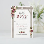 Rustieke Bourgogne Blush Bloemen Bruiloft Boog Rea RSVP Kaartje (Staand voorkant)