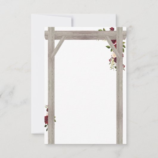 Rustieke Bourgogne Blush Bloemen Bruiloft Boog Rea RSVP Kaartje (Achterkant)