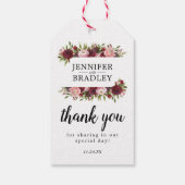 Rustieke Bourgogne Blush Bloemen Bruiloft Favor Cadeaulabel (Achterkant)