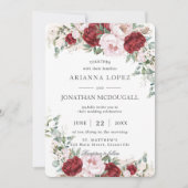 Rustieke Bourgogne Blush Pioenrozen Rozen Bloemenb Kaart (Voorkant)