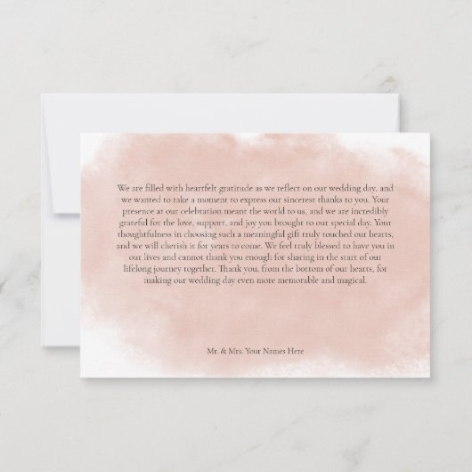 Rustieke Bourgogne & Blush Roze Rozen Bruiloft Bedankkaart (Achterkant)