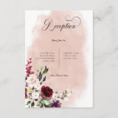 Rustieke Bourgogne & Blush Roze Rozen Receptie Informatiekaartje (Voorkant)