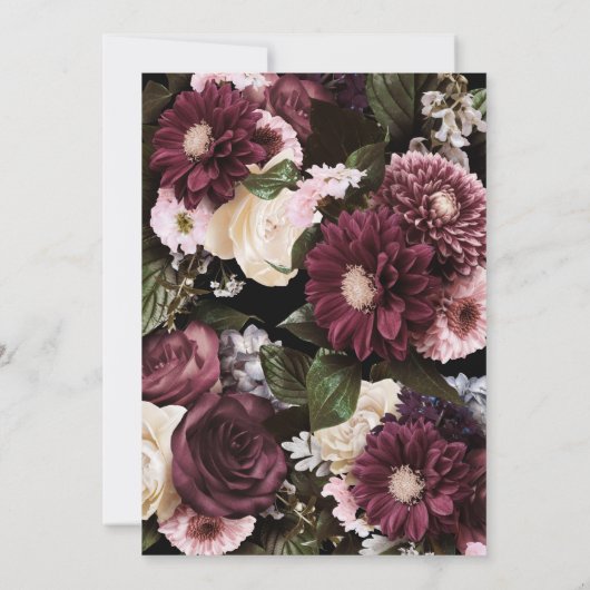 Rustieke Bourgogne, Blush Roze, Wit Bloemen Bruilo Kaart (Achterkant)