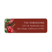 Rustieke Bourgogne Botanische Kerstmis retour adre Etiket (Voorkant)