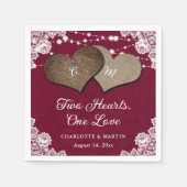 Rustieke Bourgogne Burlap Lace String Lights Bruil Servet (Voorkant)