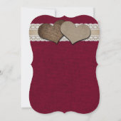 Rustieke Bourgogne Burlap Lace Zonnebloem Bruiloft Kaart (Achterkant)