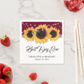 Rustieke Bourgogne Burlap Lace Zonnebloem Bruiloft Servet (Insitu)