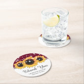 Rustieke Bourgogne Burlap Zonnebloem Bruiloft Ronde Kartonnen Onderzetter (Insitu)