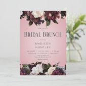 Rustieke Bourgogne Crème & Roze Bloemen Bruidsbrun Kaart (Staand voorkant)