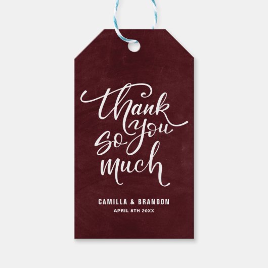 Rustieke Bourgogne Dank je wel voor de letters Cadeaulabel (Voorkant)