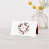 Rustieke Bourgogne en Ivoor Rozen Bruiloft Plaatskaartje (Achterkant)