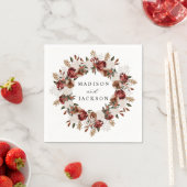 Rustieke Bourgogne en Ivoor Rozen Bruiloft Servet (Insitu)