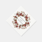 Rustieke Bourgogne en Ivoor Rozen Bruiloft Servet (Hoek)