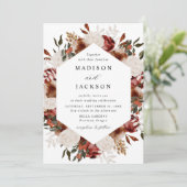 Rustieke Bourgogne en Ivoor Rozen bruiloft uitnodi Kaart (Staand voorkant)