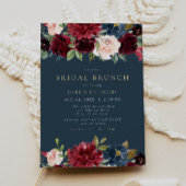 Rustieke Bourgogne en marine Floral Bridal Brunch Kaart