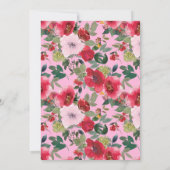 Rustieke Bourgogne en Roze Bloemen Bewaar De Datum Kaart (Achterkant)