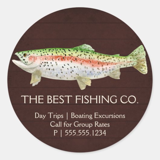 Rustieke Bourgogne Gevist gids Lake Charter Boat Ronde Sticker (Voorkant)