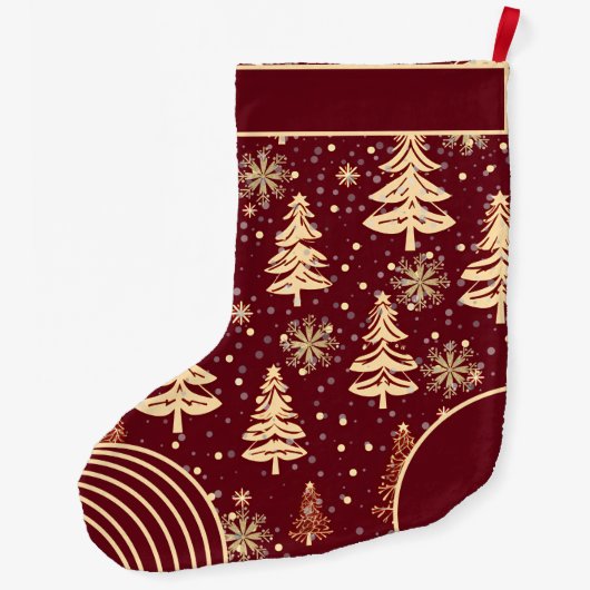 Rustieke Bourgogne & Gouden Kerstkous Grote Kerstsok (Achterkant)