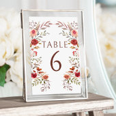 Rustieke Bourgogne Herfst Bloemen Tafel Nummers Kaart