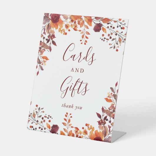 Rustieke Bourgogne Herfst Herfst Kaarten en gesche Reclamebord Met Voetstuk (Voorkant)