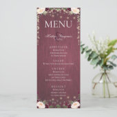 Rustieke Bourgogne Hout & String Lights Bruiloft M Menu (Staand voorkant)