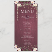 Rustieke Bourgogne Hout & String Lights Bruiloft M Menu (Voorkant / Achterkant)