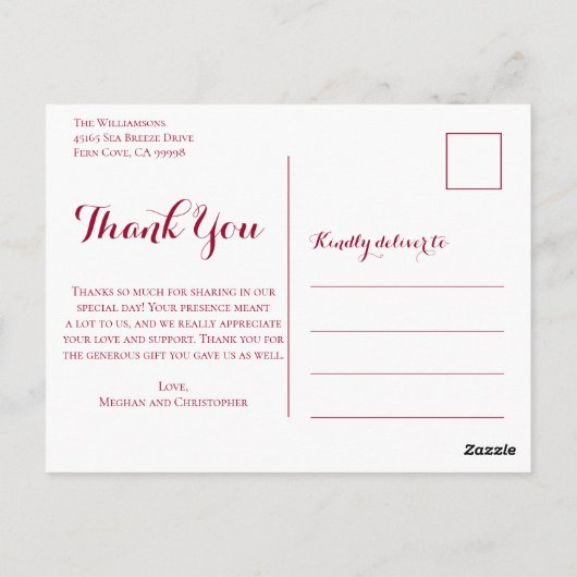 Rustieke Bourgogne hout zonnebloem bruiloft dank u Briefkaart (Achterkant)