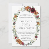 Rustieke Bourgogne Ivoor Sinaasappel Bloemen krans Kaart (Voorkant)