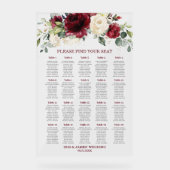 Rustieke Bourgogne Ivoor Witte Bloemen Trouwstoele Acryl Bord (Voorkant)