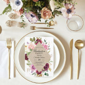 Rustieke Bourgogne Kraft Bloemen Afstudeerfeest Kaart