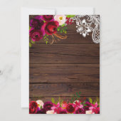 Rustieke Bourgogne Lace Floral | Barn Wood Wedding Kaart (Achterkant)