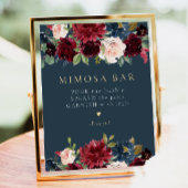 Rustieke Bourgogne & Marine Blauw Bloemen Mimosa B Poster