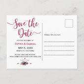 Rustieke Bourgogne Marine Bloemen Foto Save the Da Aankondigingskaart (Achterkant)