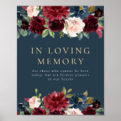 Rustieke Bourgogne Marine Bloemen in liefdevolle h Poster (Voorkant)