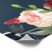 Rustieke Bourgogne & Marine Bloemen Quinceañera We Poster (Hoek)