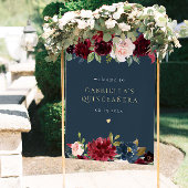 Rustieke Bourgogne & Marine Bloemen Quinceañera We Poster