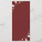 Rustieke Bourgogne Marsala Blush Bruiloft Menu (Achterkant)