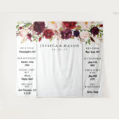 Rustieke Bourgogne Marsala bruiloft achtergrond Wandkleed (Voorkant (horizontaal))