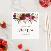 Rustieke Bourgogne Marsala Chic Bloemen Bruiloft Servet (Insitu)