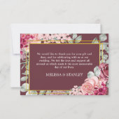 Rustieke Bourgogne Marsala en roze bloemenbruiloft Bedankkaart (Achterkant)