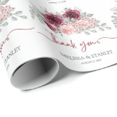 Rustieke Bourgogne Marsala en roze bloemenbruiloft Cadeaupapier (Rol Hoek)