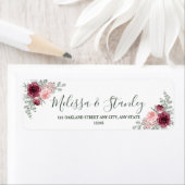 Rustieke Bourgogne Marsala en roze bloemenbruiloft Etiket (Insitu)