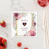 Rustieke Bourgogne Marsala en roze bloemenbruiloft Servet (Insitu)