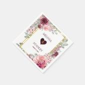 Rustieke Bourgogne Marsala en roze bloemenbruiloft Servet (Hoek)